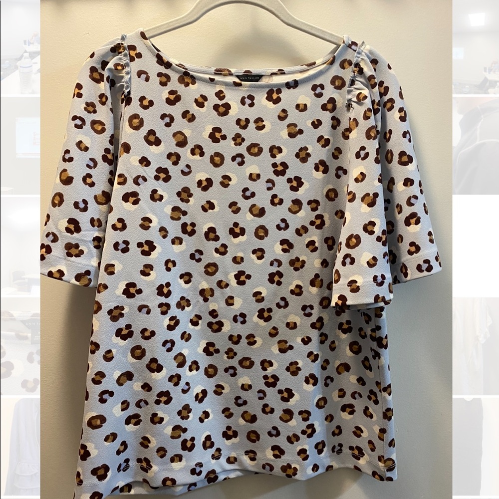 Ann Taylor leopard print short sleeve blouse
